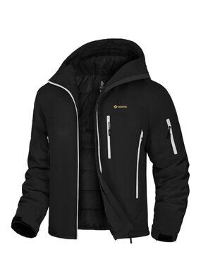 GEMYSE Men's Mountain Waterproof Ski Snow Winter Rain Jacket Men’s XL Black